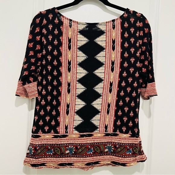Lucky Brand Women's Nyla Cinched Top Multi Color Tribal Print Size Small - Picture 6 of 11